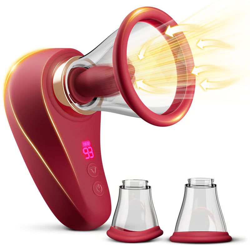 Breast Pump 3 Suction 9 Vibration Tongue Licking Includes 2 Removable Cups