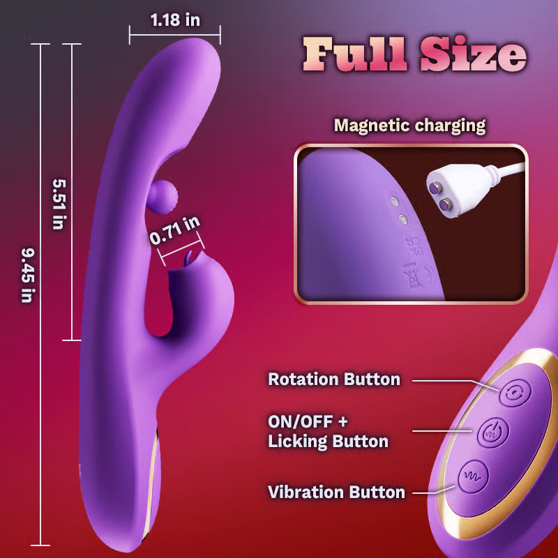Tongue Licking Clitoral Stimulator G Spot Vibrator With 360° Rotation Rubbing Ball