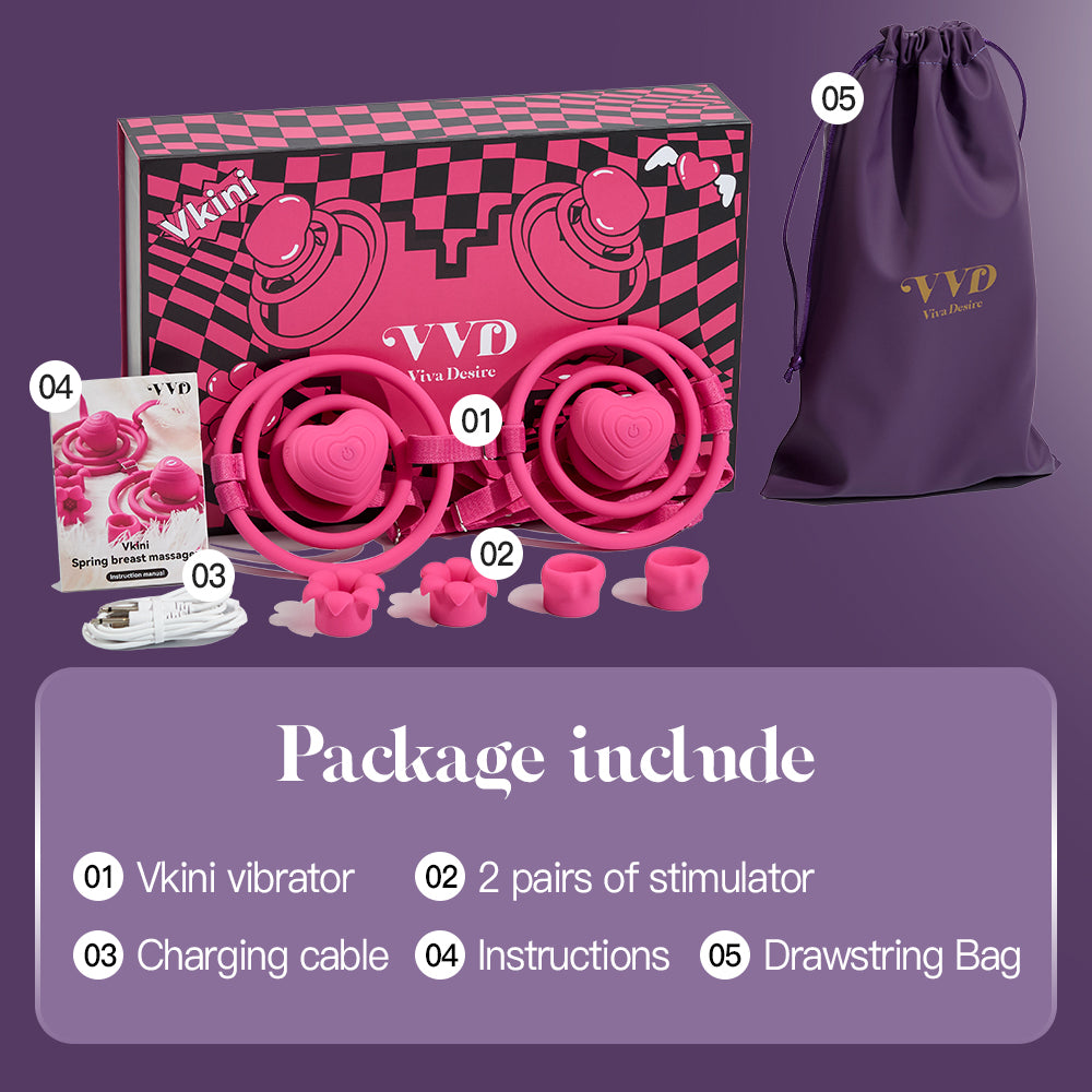 VVD Vkini – Hands-Free Nipple Vibrator with 2 Magnetic Attachments and Adjustable Shoulder Straps