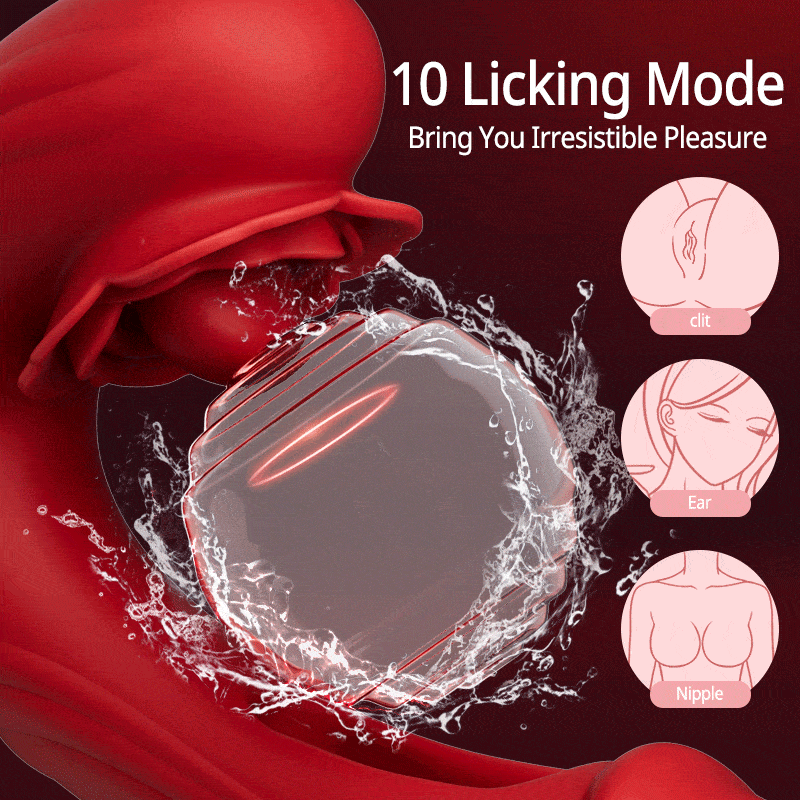 Rose Rotation Tongue Licking Clitoral Stimulator & Flapping G-spot Vibrator