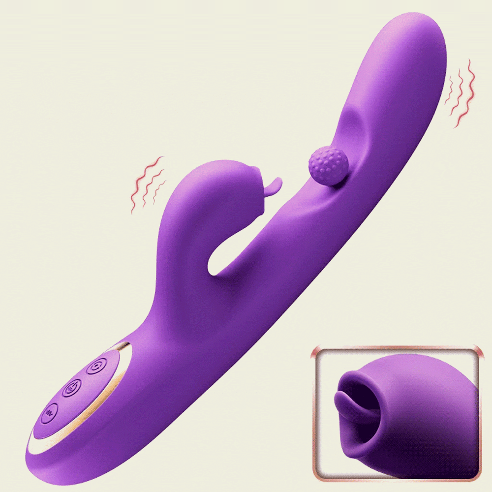 Tongue Licking Clitoral Stimulator G Spot Vibrator With 360° Rotation Rubbing Ball