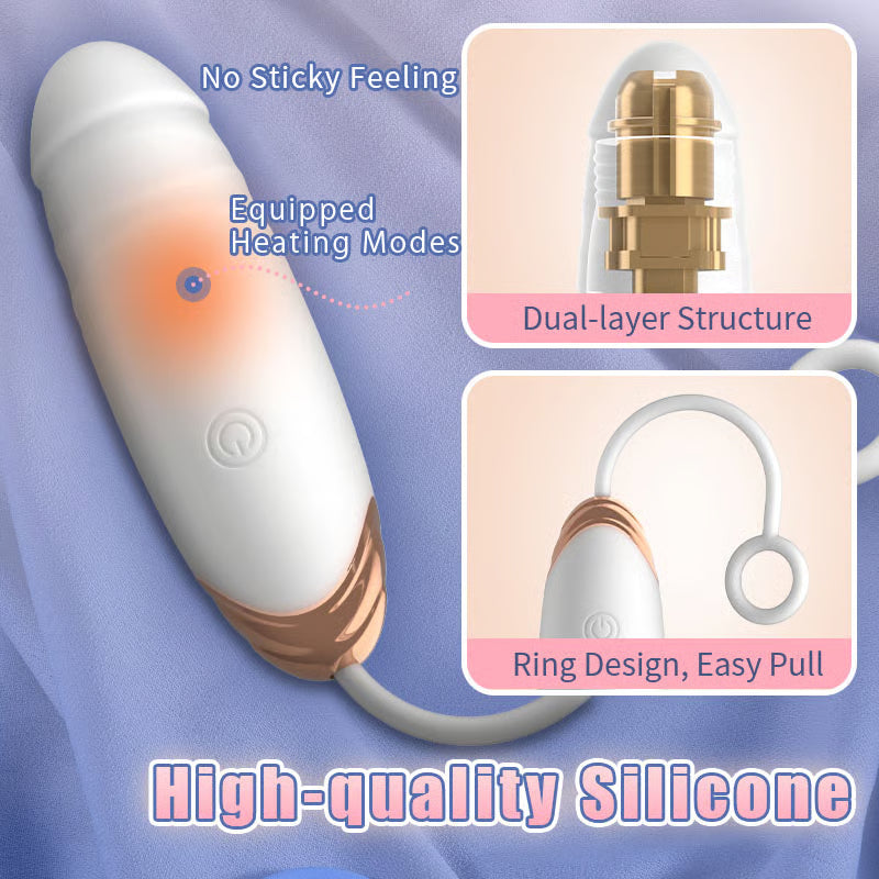 Thrusting & 42°C Heating Portable Bullet Vibrator Double Stimulation For Beginner