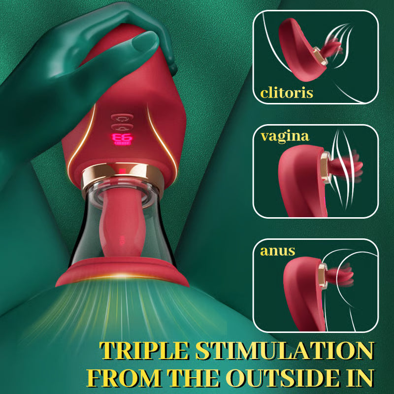 Breast Pump 3 Suction 9 Vibration Tongue Licking Includes 2 Removable Cups